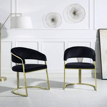 20" Fallon Accent Chair Black Velvet/Mirrored Gold Finish - Acme Furniture