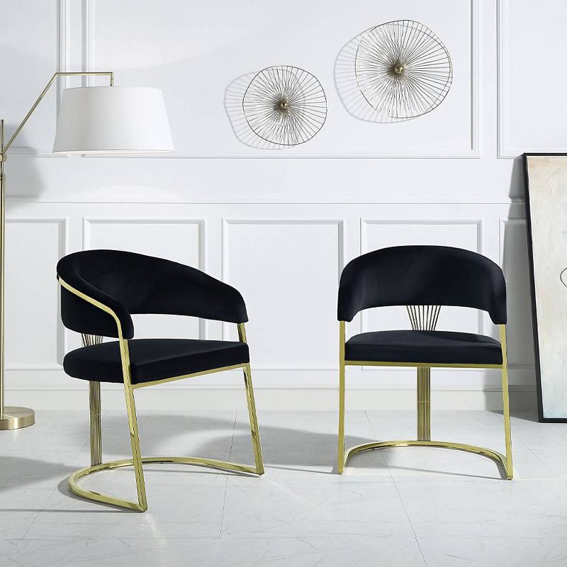 20&#34; Fallon Accent Chair Black Velvet/Mirrored Gold Finish - Acme Furniture, 1 of 9