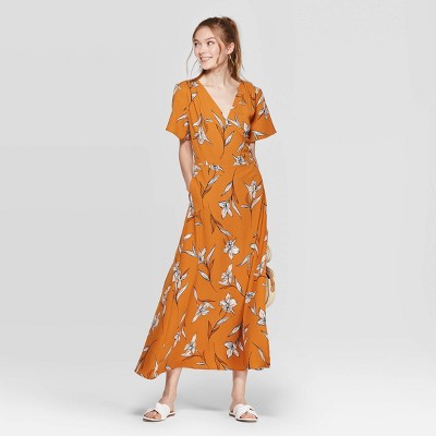 rust colored wrap dress