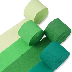 PartyWoo Crepe Paper Streamers Green Dark Light Pastel Lime 4 Rolls 328 ft 1.8 Inch x 82 Ft Roll - 1 of 4