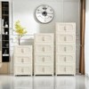FONTOI 4 Tiers Folding Storage Cabinet with Wheels, Collapsible Storage Bins, Closet Organizers, Cream White, 11.81"*40.55"*19.69" - 2 of 4