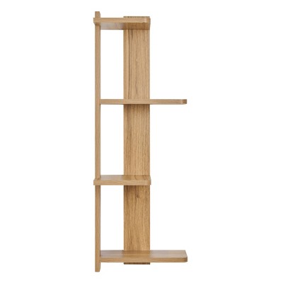 Chestnut 4-Tier Corner Floating Wood Wall Shelf