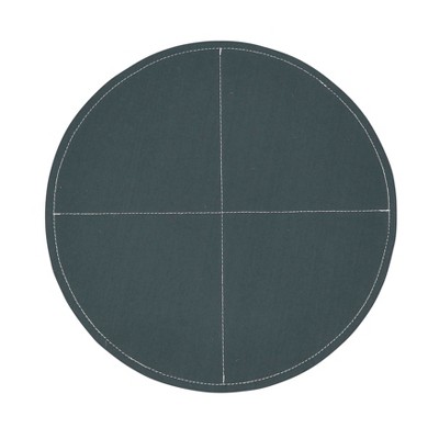 Black Faux Leather Round Placemats with Stitching, Set of 4