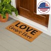 Evergreen Flag Funny Welcome Mat Coir Doormat | 28" x 16" Front Door Mat Outdoor Entrance | No Slip Door Rugs Entryway Indoor | Love Grows Here - 3 of 4
