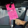 Juvale 100 Pack Pink Temporary Parking Permit Hang Tags for Car Rear View Mirror, Numbered 1-100 Plastic Hanging Placards, Bulk, 7.75 x 4.25 In - 2 of 4