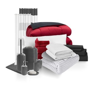 Nestl 19 PC Complete College Dorm Room Twin XL Bedding Bundle, Bed in a Bag Comforter Set - 1 of 4
