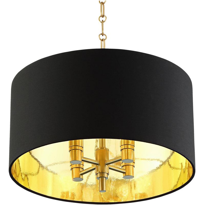 Possini Euro Design Warm Gold Pendant Chandelier 20" Wide Modern Black Fabric Drum Shade 4-Light Fixture for Dining Room Living House Kitchen Island, 3 of 9
