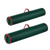 Wrapping Paper Storage Bag-Set of 2-Organize up to 40" Rolls of Gift Wrap-Zippered Canvas Tote- Upright, Hanging or Lay Flat by Hastings Home (Green) - 3 of 4