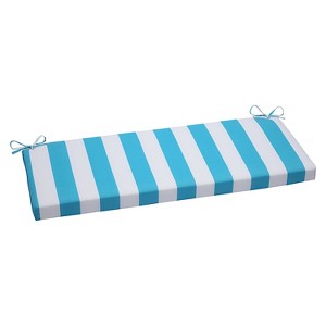 Pillow Perfect Cabana Stripe Outdoor Bench Cushion - Blue, Blue White