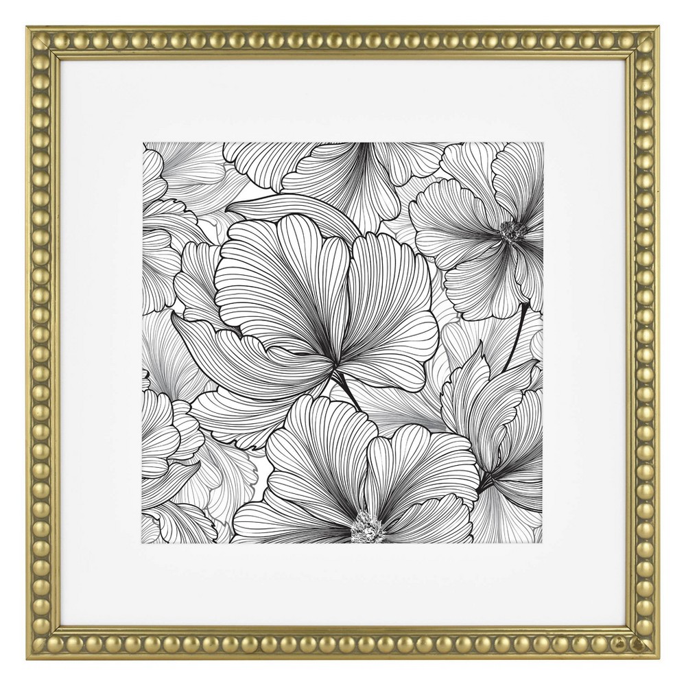 11" x 11" Matted to 8" x 8" Beaded Frame Antique Brass - Opalhouse™