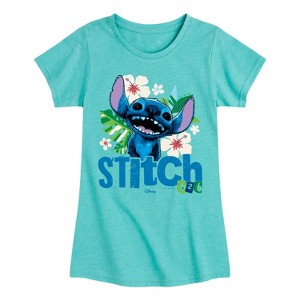Girls' - Lilo And Stitch - Stitch Smiling 626 Fitted Short Sleeve Graphic T-Shirt - 1 of 3