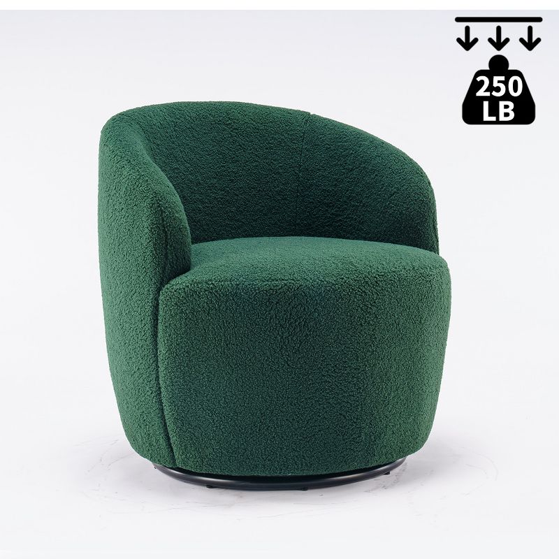 360° Swivel 25.60'' Wide Soft Touch Modern Teddy Tiny Upholstered Barrel Varity Chairs -The Pop Maison, 2 of 8