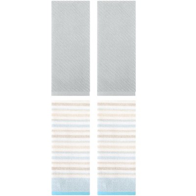 REGALWOVEN 4 Pcs Cotton Soft Comfortable Absorbent Striped Hand Towel