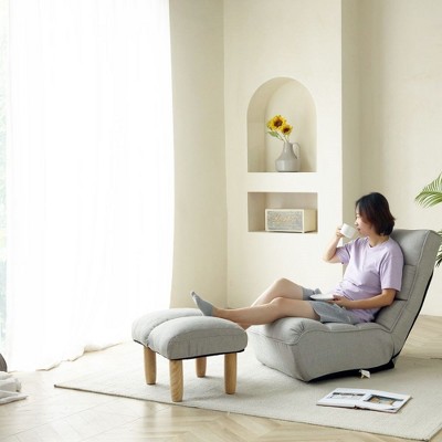 Floor Folding Chair, Folding Sofa Chair With Adjustable Backrest, Couch Recliner With Footstool, Floor Gaming Chair, Ergonomics Single Sofa