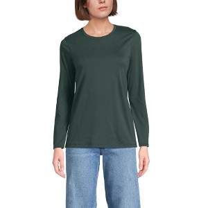 Lands' End Women's Relaxed Supima Cotton Long Sleeve Crew Neck T-Shirt - 1 of 4