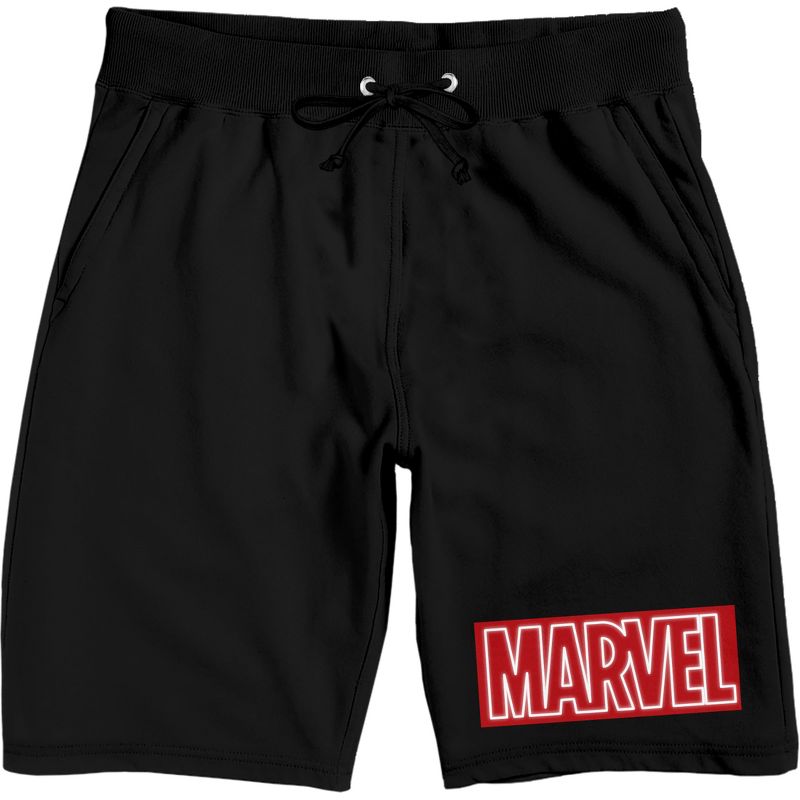 Marvel Comics Logo Men's Black Sleep Pajama Shorts, 1 of 4