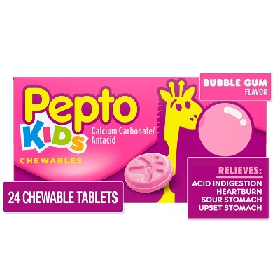 Pepto Children's Antacid Bubble Gum Chewable Tablet 24ct