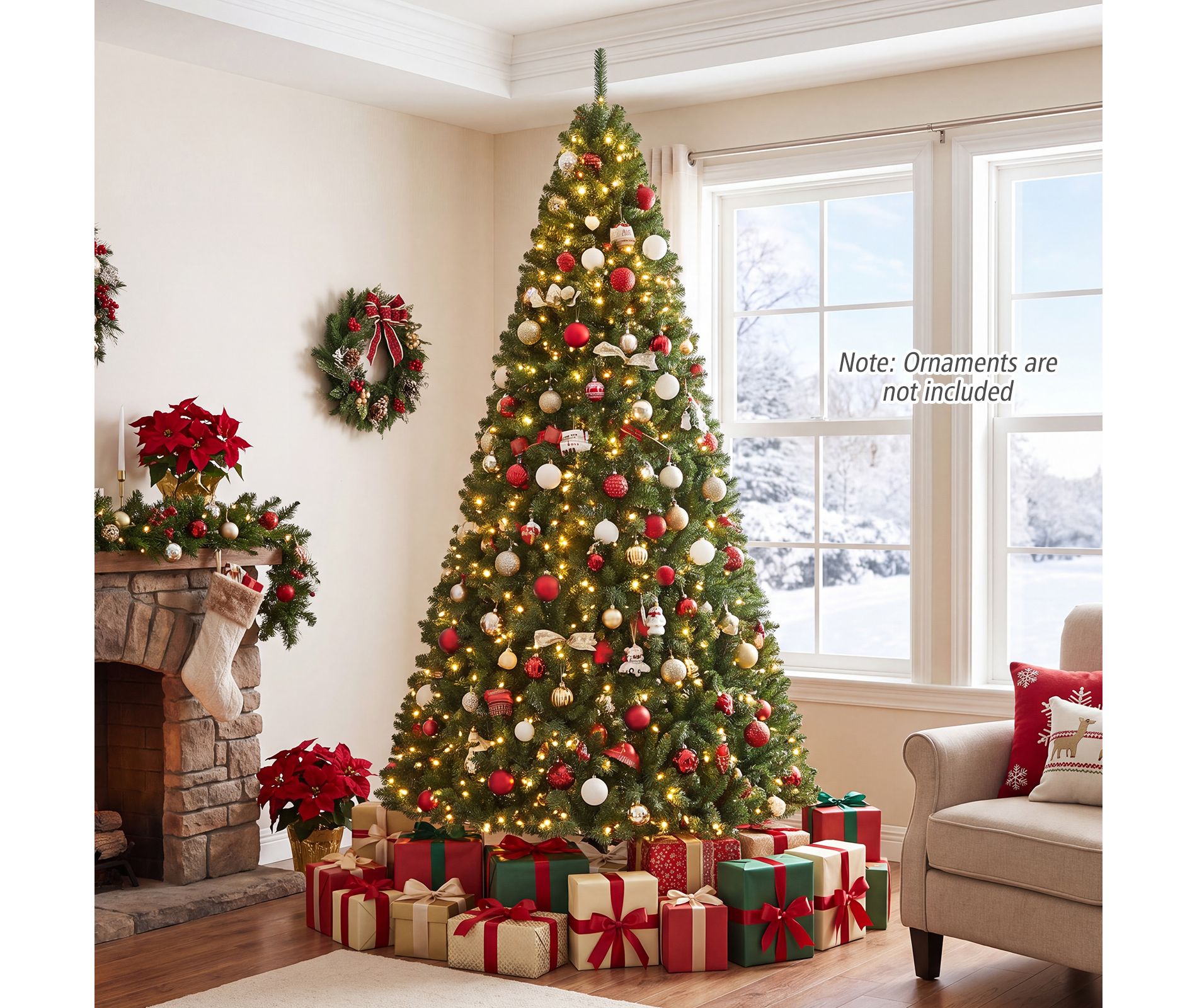 Costway 9 FT Prelit Christmas Tree with 1000 LED Lights & 2944 PVC Branch Tips, Metal Stand