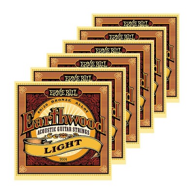 Ernie Ball 2004 Earthwood 80/20 Bronze Light Acoustic Guitar Strings 6 Pack