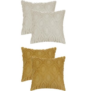 Unique Bargains Patterned Soft Shaggy Plush Faux Fur Throw Pillow Covers Set 4 Pcs - 1 of 4
