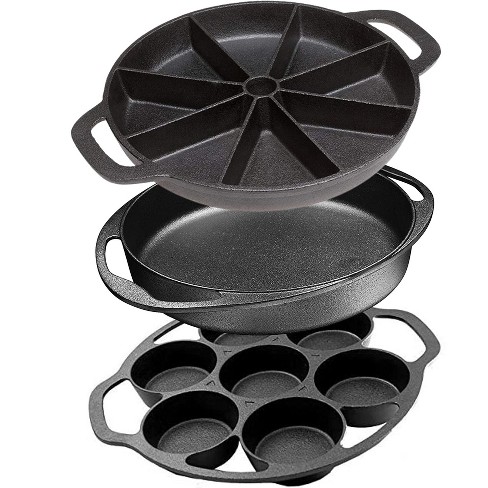 Bruntmor Pre-Seasoned All In 1 Cast Iron Camping Cookware Set - Stock Pot 