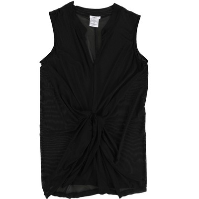 bar III Womens Tie Front illusion Knit Blouse