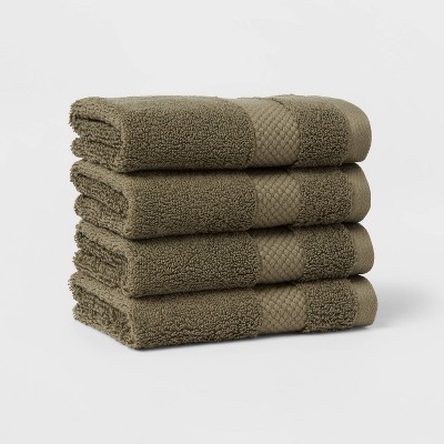 4pc Performance Plus Washcloths Dark Green - Threshold™ : Target