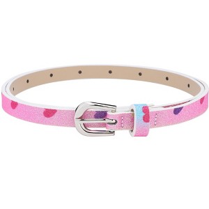 INSPIRE CHIC Women's Shinny Sparkly Bling Extra Thin Skinny PU Leather Waist Belts 1 Pc - 1 of 4