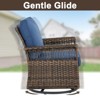 Belord High Back Outdoor Swivel Rocker Set of 4, Brown Wicker Furniture Swivel Chair with 5-Inch Wide Armrest and Thick Cushion for Porch - 4 of 4
