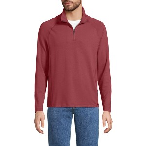 Lands' End Men's Long Sleeve Raglan Hybrid Quarter Zip - 1 of 3