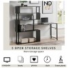 L-Shaped Computer Desk with Rotating Bookshelf and Locking Wheels for Home Office Use 47in -3irtyhousy - 3 of 4