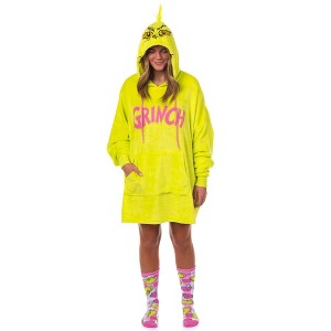 Seven Times Six The Grinch Women's Pajamas Pullover Hooded Plush Fleece Dorm Sleep Shirt - 1 of 4
