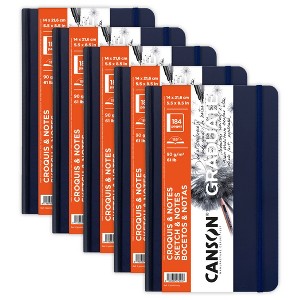Canson Graduate Sketch & Notes Art Book, Dark Blue, Hard Cover Binding, 92 Sheet, 5.5x8.5 inch, Pack of 5 - 1 of 4