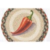 Earth Rugs Chili Pepper Round Trivet – 10" Spicy Red Pepper Print on Braided Natural Jute Table Mat - 2 of 3