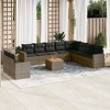 vidaXL Patio Sofa Set with Cushions Outdoor Furniture 11 Piece Poly Rattan - Gray - 2 of 4