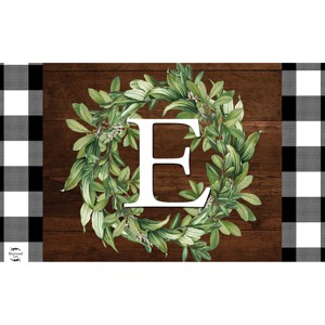Briarwood Lane Everyday Doormat 30x18 Indoor Outdoor Wreath Monogram Letter E Doormat - 1 of 4