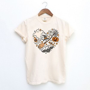 Simply Sage Market Women's Halloween Heart Short Sleeve Garment Dyed Tee - 1 of 2