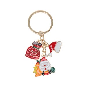 Unique Bargains Christmas Keychain Double Ring Zinc Alloy Multicolored 1 Pc - 1 of 3