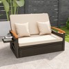 Tangkula Patio Rattan Daybed Set w/ Cushioned Loveseat & Storage Ottoman - 2 of 4