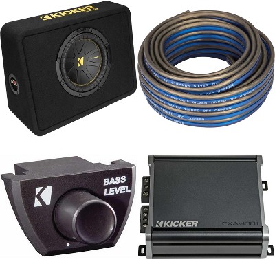 Kicker 10 Inch Comp Truck Bass Package 50TCWC102 with 46CXA4001, Bass Knob Bundle, Speaker Wire Bundle