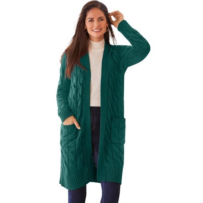 Jessica London Women's Plus Size Cable Duster Sweater