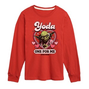 Boys' - Star Wars - Valentine Yoda One For Me Long Sleeve Graphic T-Shirt - 1 of 4