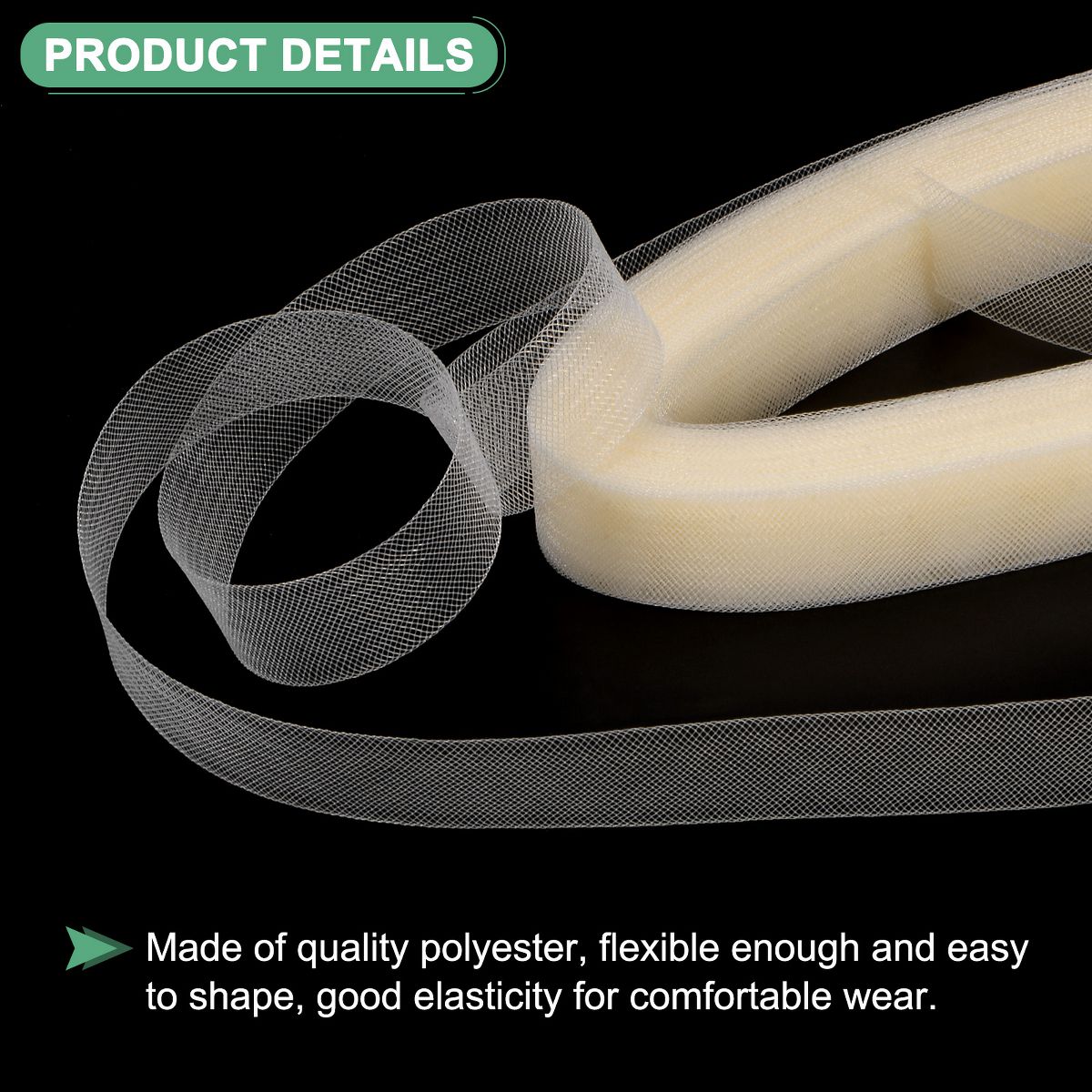 Unique Bargains Polyester Durable Flexible Washable Horsehair Braid Roll 1 Pc - thumbnail 2