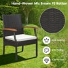 Tangkula Set of 9 Outdoor Metal Dining Table & Rattan Chairs w/ Acacia Wood Table - 2 of 4