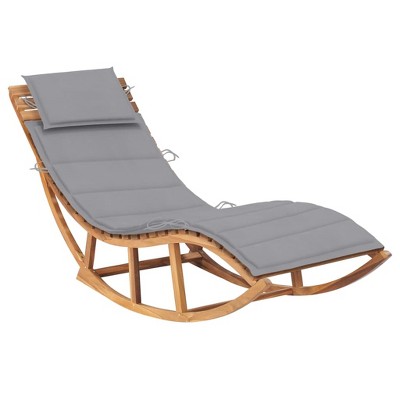 vidaXL Rocking Sun Lounger with Cushion Solid Teak Wood