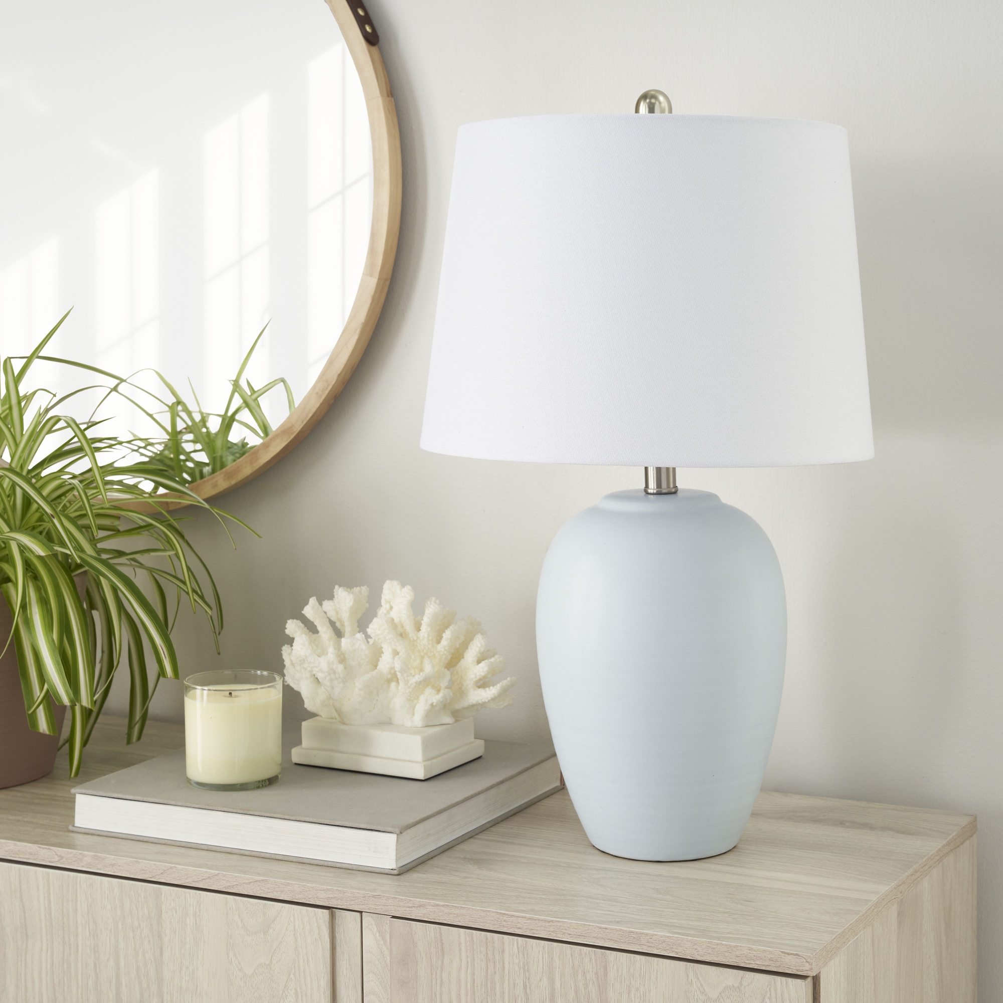 Nourison 23" Light Blue Ceramic Urn Table Lamp