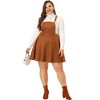 Agnes Orinda Women's Plus Size Faux Suede Overall A-Line Flared Skater Mini Skirt - 3 of 4
