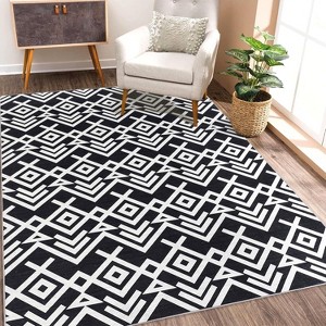 Coucheta Large  Area Rug - Washable Geometric , Non-Slip Low Pile Carpet for Living Room & Bedroom, Stain-Resistant Indoor Mat - 1 of 4