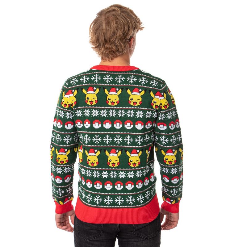 Pokemon Men's Santa Pikachu Holiday Fair Isle Ugly Christmas Sweater, 3 of 5