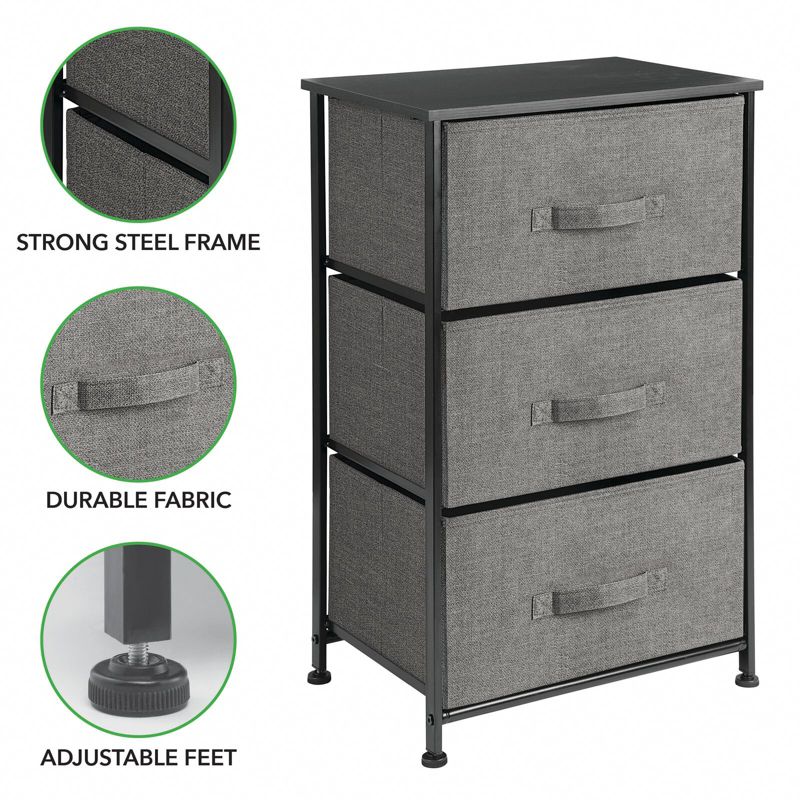 mDesign Storage Dresser Tower Furniture Unit with 3 Drawers, 4 of 10